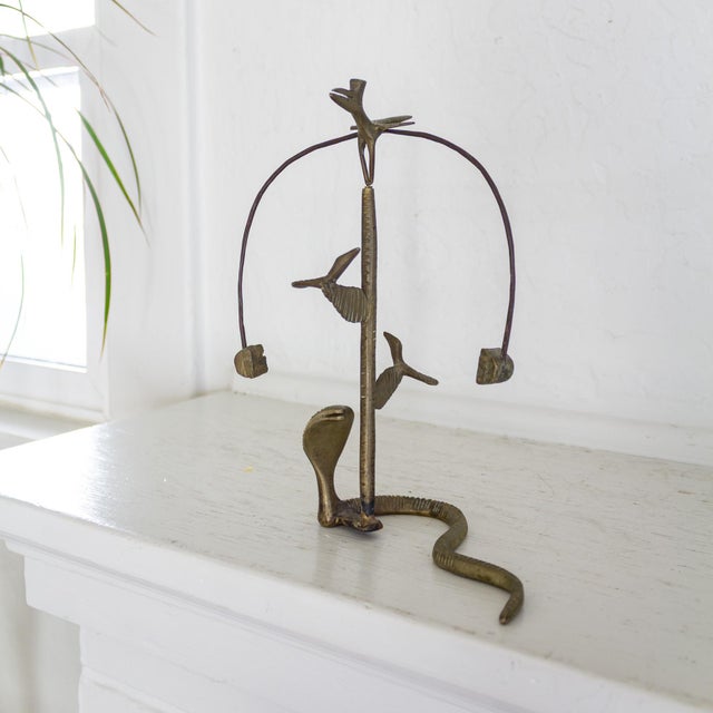 Brass Cobra Snake Cactus and Toucan Bird Kinetic Sculpture For Sale - Image 9 of 12
