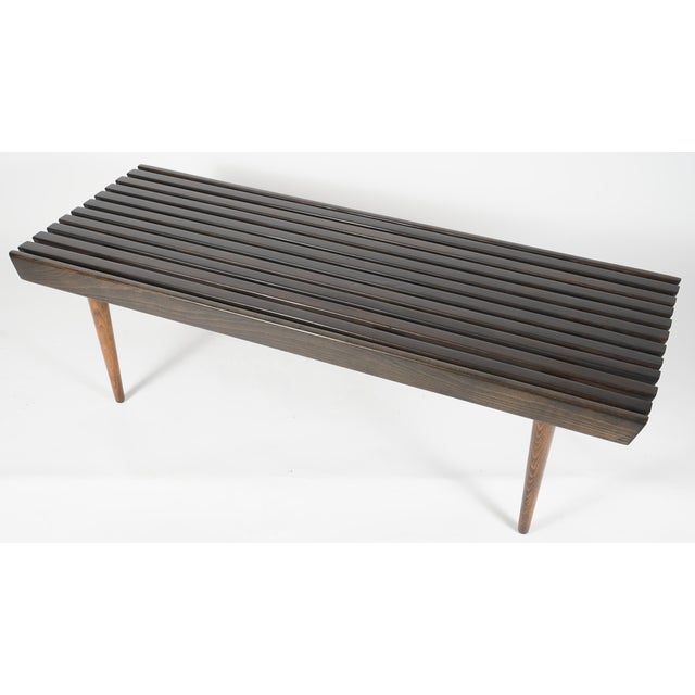 Mid Century Modern Walnut Slatted Table/Bench in the Style of George Nelson For Sale In Miami - Image 6 of 10