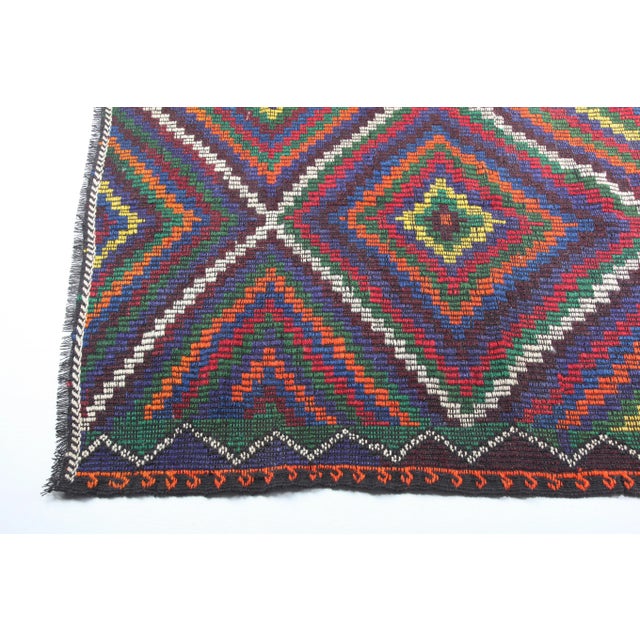 Textile 1950s Colorful Tribal Turkish Kilim Rug - 6' 9'' X 9' 4'' For Sale - Image 7 of 11