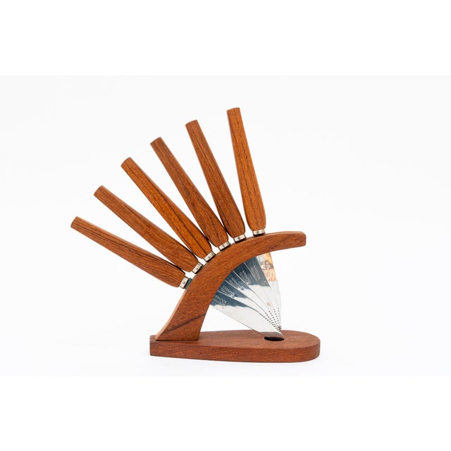 Austrian fruit knives and holder around 1960s Wood and metal