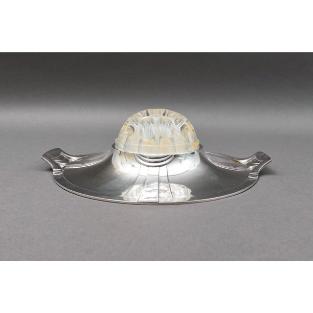 Christofle Early 20th Century Christofle France Art Nouveau Gallia Silver Plate Flower Frog Dish Tray For Sale - Image 4 of 12