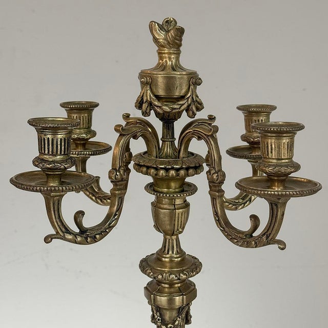 Pair of French Napoleon III Period Louis XVI Bronze Candelabra For Sale - Image 11 of 18