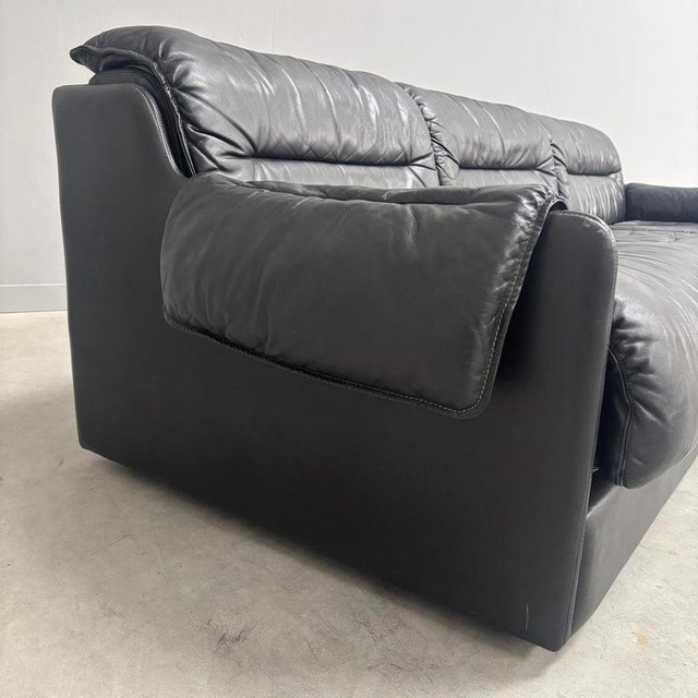 Textile Three-Seater Sofa in Black Leather by Dreipunkt, 1970s For Sale - Image 7 of 18