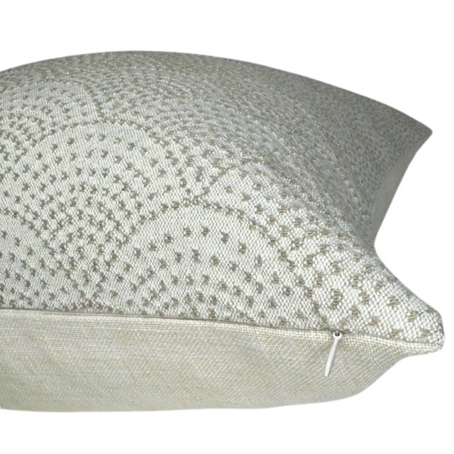 Scalloped Woven Pillow Cover in Natural, 20x20 Pillow For Sale - Image 4 of 5