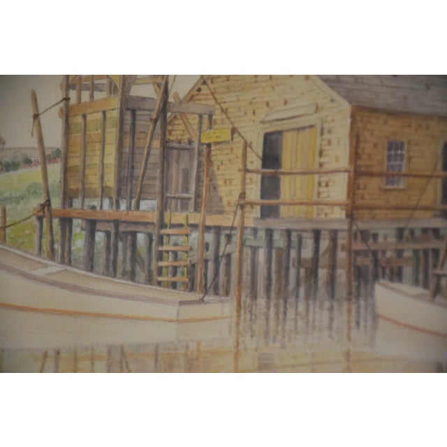 Watercolor Harbor Painting For Sale - Image 4 of 7