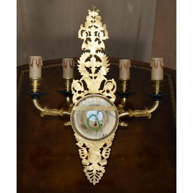 Italian 24ct Gold Plated Four Candle Sconces in Bronze, Set of 2 For Sale - Image 14 of 16