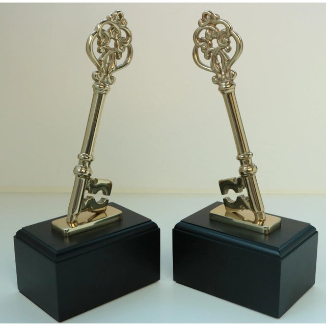Traditional Brass Skeleton Key Bookends - a Pair For Sale - Image 3 of 8