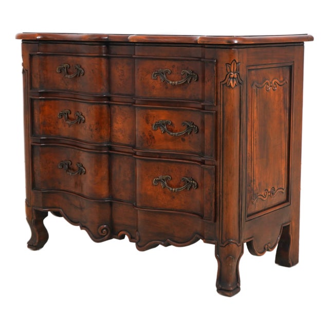 Theodore Alexander Burl Walnut French Commode For Sale