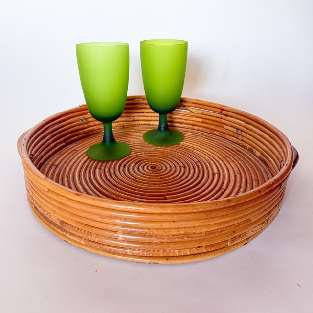 Boho Chic 1970's Italian Style Pencil Reed Tray For Sale - Image 3 of 11