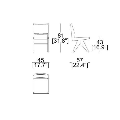 056 Capitol Complex Dining Table and Chairs by Pierre Jeanneret for Cassina, Set of 5 For Sale - Image 6 of 9