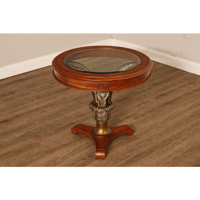 Hollywood Regency Style Round Glass Top Accent Table For Sale - Image 16 of 18