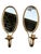 Elegant vintage Hollywood Regency mirrored candle sconces, offered as a matching pair. Each features an elongated oval...