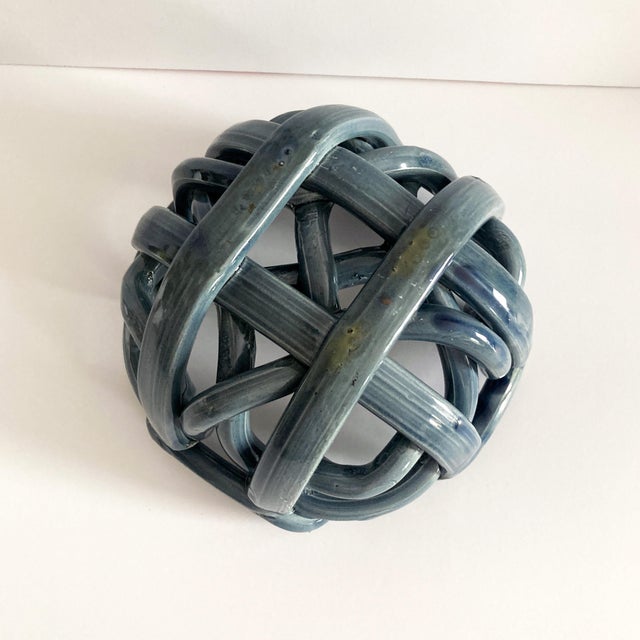 Gray 1980s Postmodern Gray Ceramic Braided Woven Abstract Centerpiece Bowl For Sale - Image 8 of 8