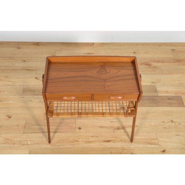 Wood Mid-Century Teak and Rattan Console Table from Søren Rasmussen, Denmark, 1960s For Sale - Image 7 of 17