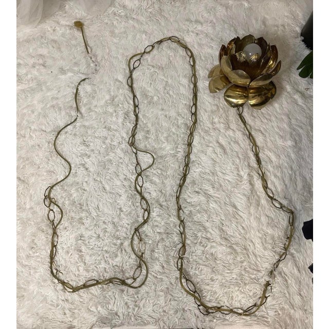 Vintage Plug in Light Chandelier Brass Feldman Lotus Flower Pendant Mid Modern For Sale - Image 9 of 15