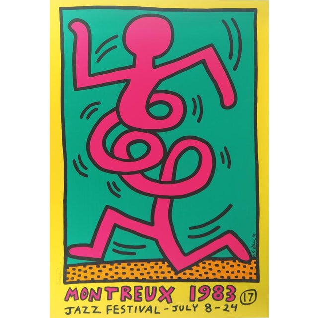 Keith HARING (1958-1990) Swing Yellow - Montreux Jazz Festival Original color screen print Signed in the plate On Vellum...