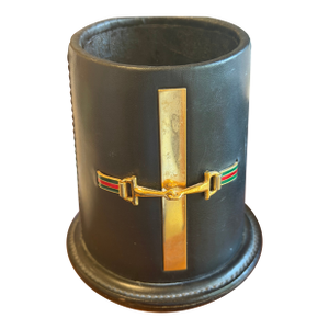 Vintage Gucci Horsebit Leather Desk Pen Holder, Made in Italy