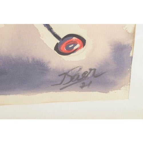 J. Sáez, Abstract Composition, 1971, Watercolor on Paper, Framed For Sale - Image 4 of 6