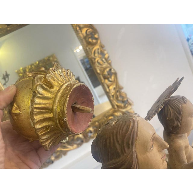 Baroque Wooden Figure of Madonna and Child For Sale - Image 15 of 18