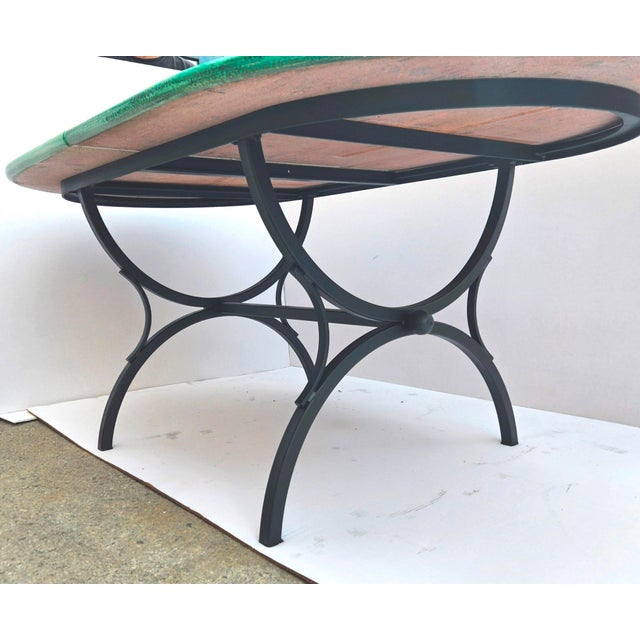 Black Made in Italy – Hand Painted 1990s Signed Domiziani Deruta Lava Stone Dining Table With 6 Aurora Chairs For Sale - Image 8 of 17