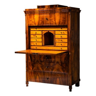 Biedermeier Walnut Secretary Desk, 1840 For Sale