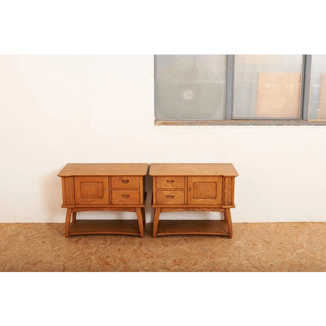 Solid Wood Bedside Table Set, 1940, Set of 2 For Sale - Image 11 of 13