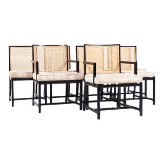 Michael Taylor for Baker Mid Century Cane Back Dining Chairs - Set of 8 For Sale