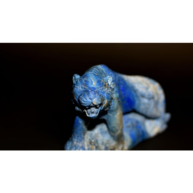 Gemstone Vintage Lapis Lazuli Tiger Statue Paperweight For Sale - Image 7 of 11
