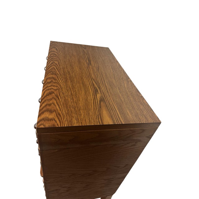 Vintage Worden 30-Drawer Library Card Catalog Cabinet on Stand Oak Dewey Decimal Storage For Sale - Image 4 of 9