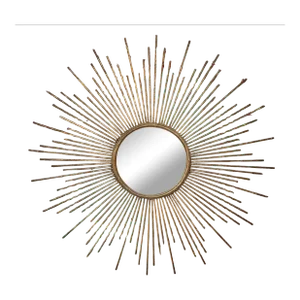 Mid-Century Gilt Metal Sunburst Convex Mirror