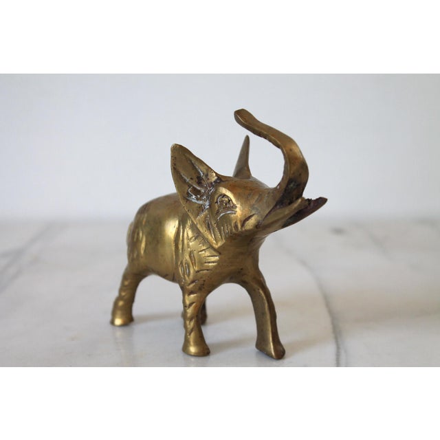 Figurative Vintage Brass Elephant For Sale - Image 3 of 8