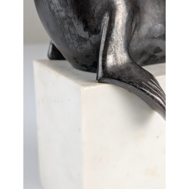 Marcel-André Bouraine, Sealion Sculpture, 1920s, Metal on Marble Base For Sale - Image 12 of 14