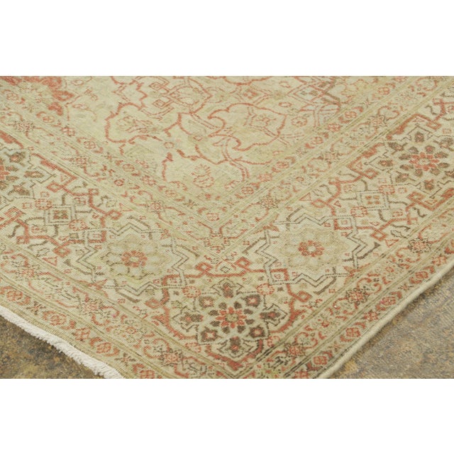 Antique Persian Tabriz Rug in Gold & Beige Oriental Floral Patterns - Rug & Kilim For Sale In New York - Image 6 of 7