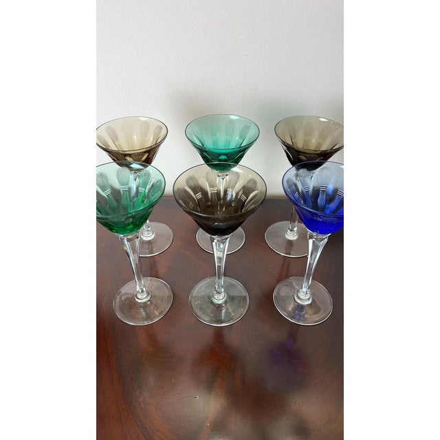 Vintage Italian Crystal Glasses, 1950s, Set of 6 For Sale - Image 13 of 14
