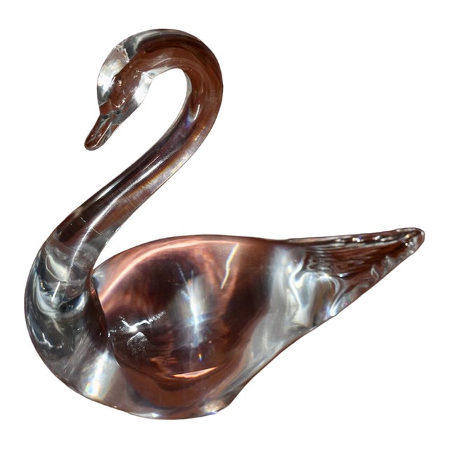 Vintage Swedish Crystal Signed Swan Figure For Sale