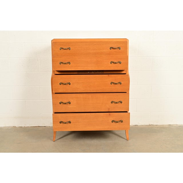 Mid-Century French Regency Carved Mahogany Highboy Dresser or Chest of Drawers, Circa 1950s For Sale In South Bend - Image 6 of 18