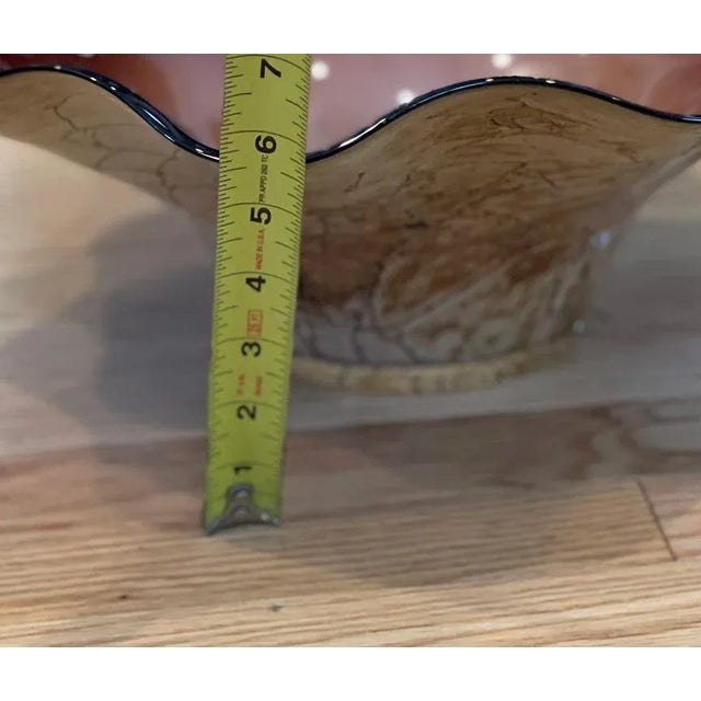 Late 20th Century Vintage Hand-Blown Jozefina Ruffled Art Glass Plum- and Champagne-Colored Bowl For Sale - Image 9 of 10