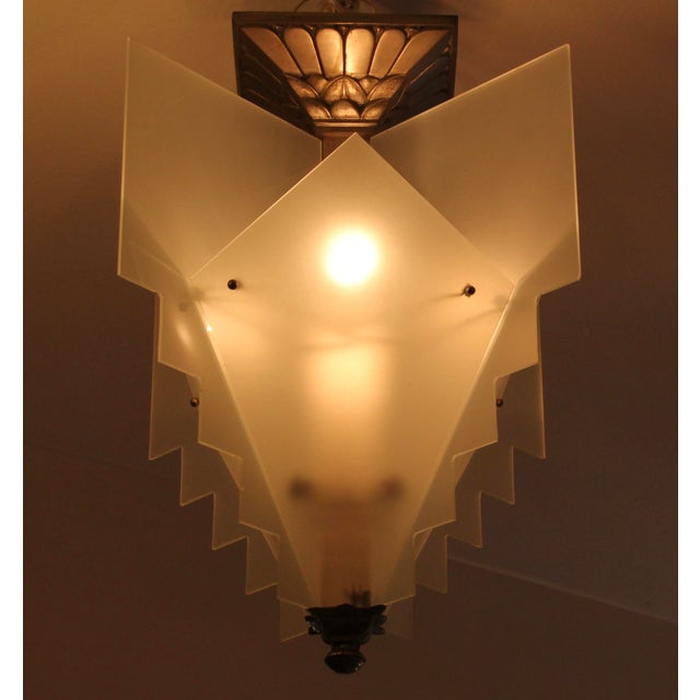 French Art Deco Pendant Lamp, 1930s For Sale - Image 4 of 9