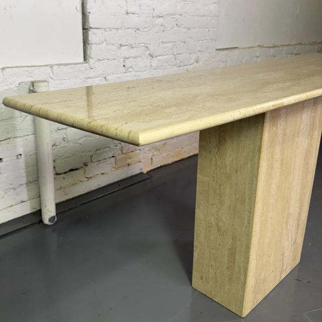 Cream 1980s Italian Travertine Marble Console Table For Sale - Image 8 of 9