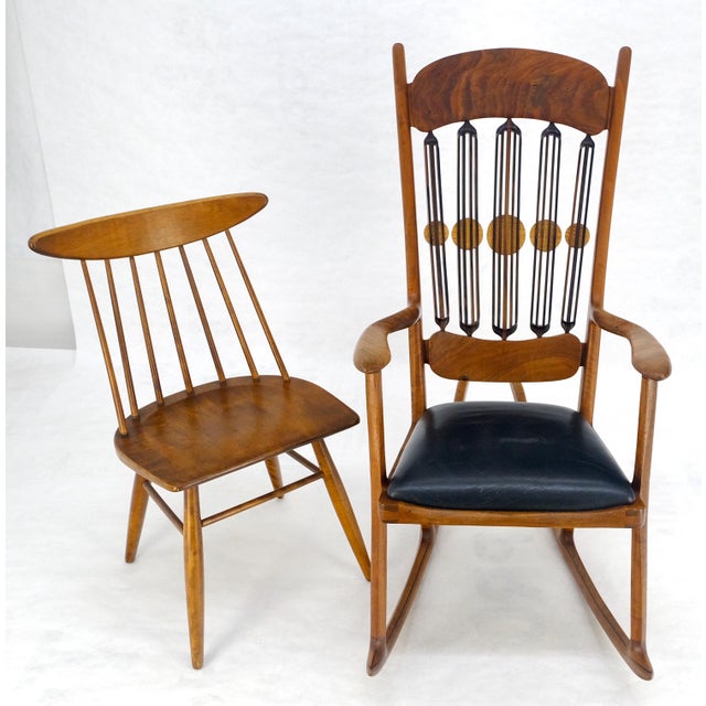 Artist Signed Studio Made Solid Oiled Walnut Arm Rocking Chair MINT For Sale - Image 13 of 18