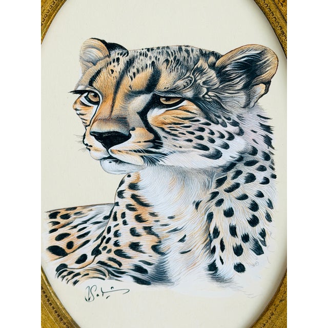 Hand-painted by master artists using acrylic paints and natural pigments, this striking cheetah portrait is created using...