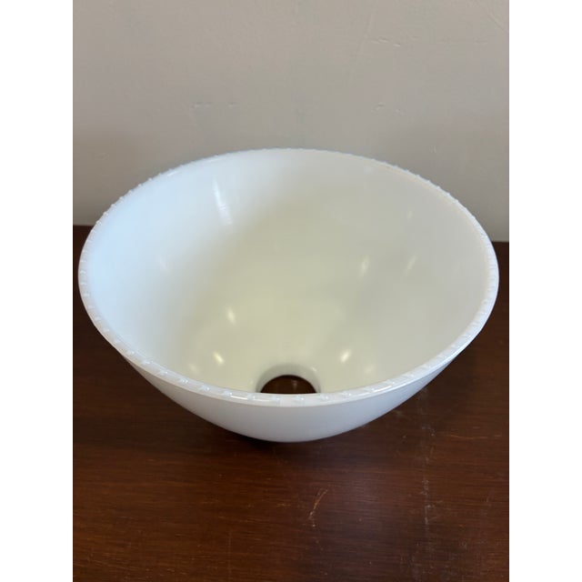 Vintage White Milk Glass Ribbed Cone Lamp Shade For Sale - Image 4 of 8