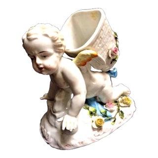 Late 19th Century and Antique Sitzendorf Cherub Spill Vase For Sale