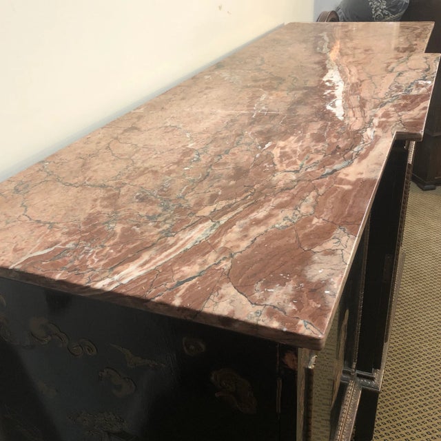 Exceptional Chinoiserie Marble Top Breakfront Sideboard For Sale - Image 9 of 12