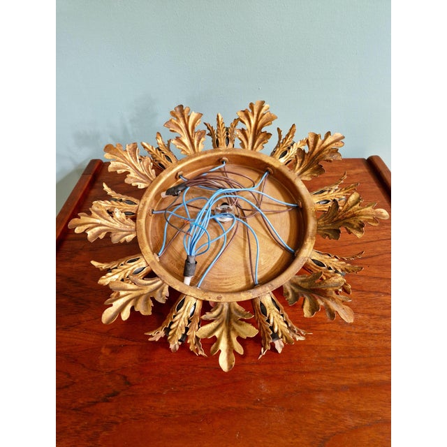 Floral Ceiling Light in Gilded Metal from Banci Firenze, Italy, 1970 For Sale - Image 12 of 13