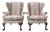 Vintage Southwood Queen Anne Wingback Lounge Chairs With Carved Claw Feet – Pair For Sale