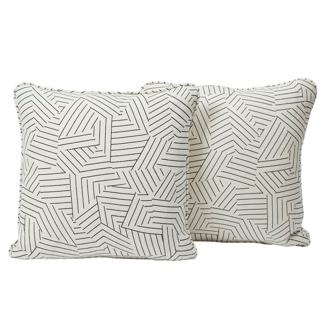 This pillow features Deconstructed Stripe by Miles Redd for Schumacher with a Self-Welt finish. This graphic collage of...