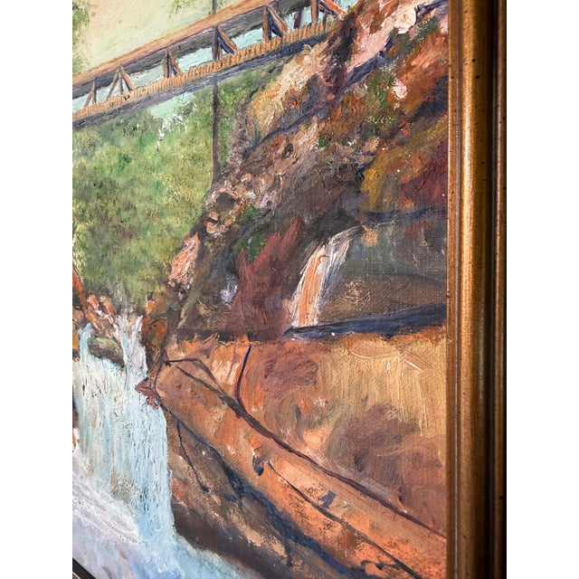 Vintage Irv Latimer Waterfall Landscape Oil on Masonite Board Painting – Framed For Sale - Image 11 of 13
