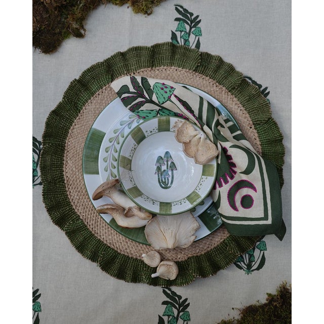 Johanna Ortiz Forest Green/Ecru The Secret Life Of Funghi Cloth Napkin, Set of 4 For Sale - Image 4 of 4