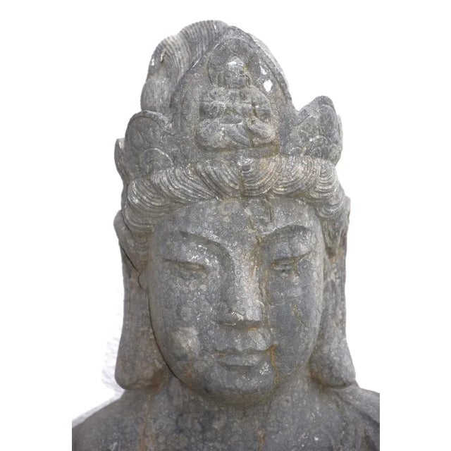 Gray Khmer Artist, Bodhisttra Avalokiteshvara Buddha Sculpture, 18th Century, Basalt For Sale - Image 8 of 10